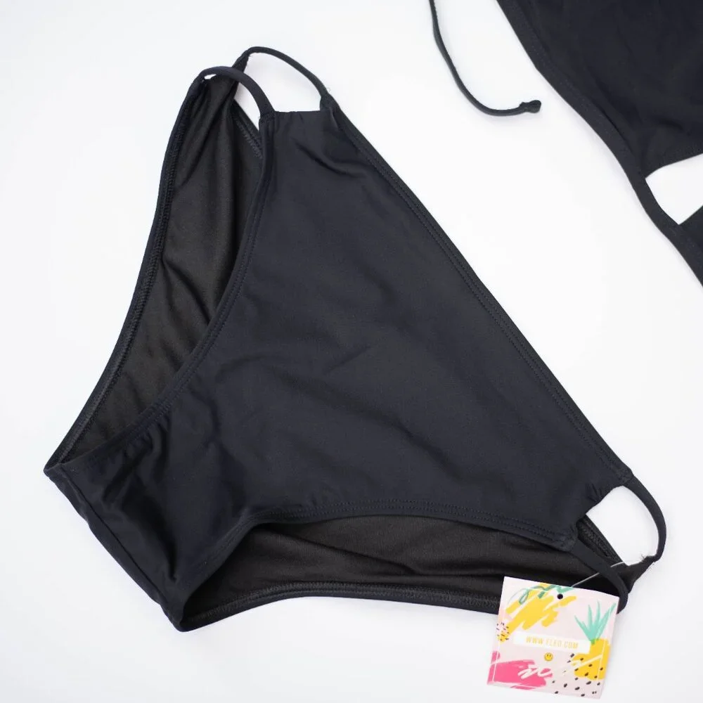 Fleo Bikini Set NWT Black Size XL Top & Bottom 2-Piece Swimwear Beachwear Pool - Picture 5 of 8